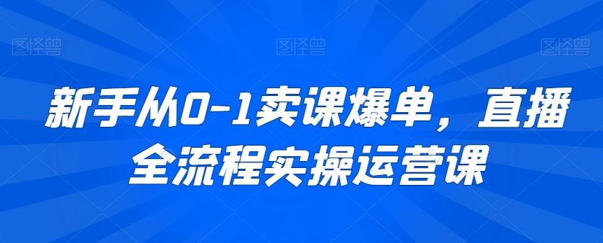 新手从0-1卖课爆单，直播全流程实操运营课-轻创网
