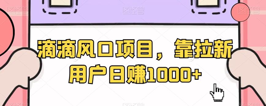 滴滴风口项目，靠拉新用户日赚1000+-轻创网