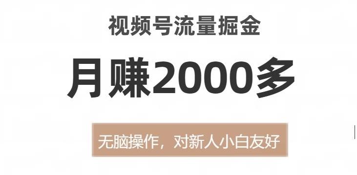 视频号流量掘金，无脑操作，对新人小白友好，月赚2000多【揭秘】-轻创网