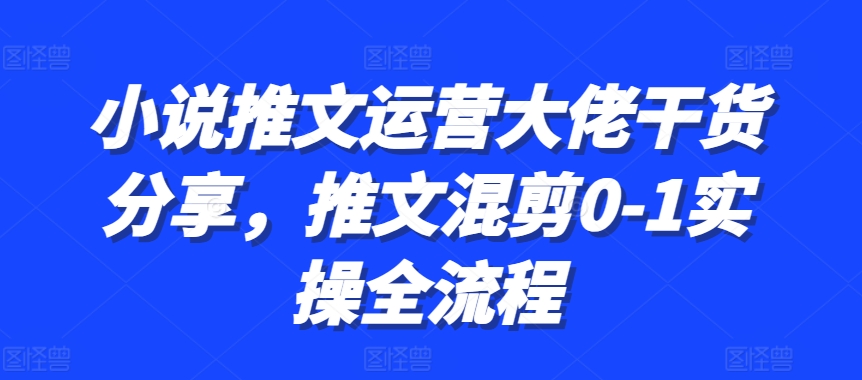 小说推文运营大佬干货分享，推文混剪0-1实操全流程-轻创网