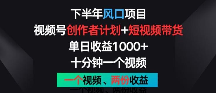 下半年风口项目，视频号创作者计划+视频带货，一个视频两份收益，十分钟一个视频【揭秘】-轻创网