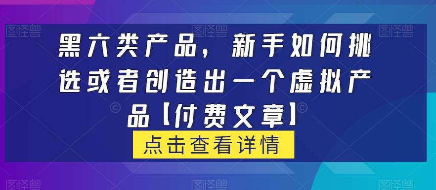 黑六类虚拟产品，新手如何挑选或者创造出一个虚拟产品【付费文章】-轻创网