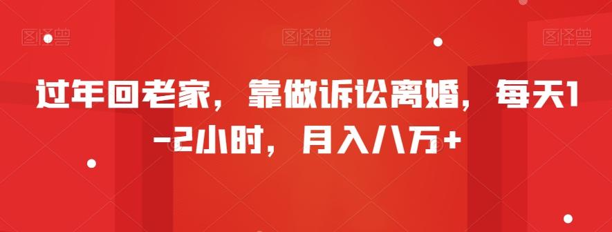过年回老家，靠做诉讼离婚，每天1-2小时，月入八万+-轻创网