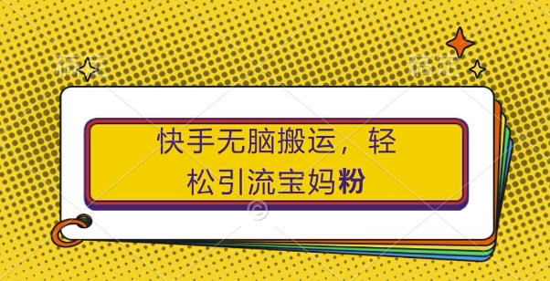 快手无脑搬运，轻松引流宝妈粉，纯小白轻松上手【揭秘】-轻创网