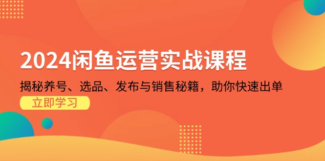 2024闲鱼运营实战课程：揭秘养号、选品、发布与销售秘籍，助你快速出单-轻创网