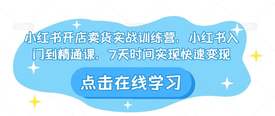 小红书开店卖货实战训练营，小红书入门到精通课，7天时间实现快速变现-轻创网