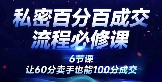 私密百分百成交流程线上训练营，绝对成交，让60分卖手也能100分成交-轻创网