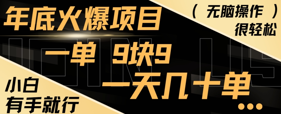 年底火爆项目，一单9.9，一天几十单，只需一部手机，傻瓜式操作，小白有手就行-轻创网