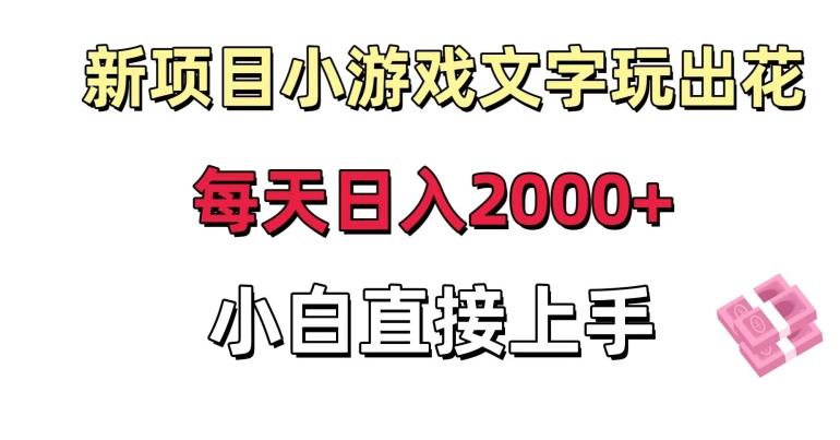 新项目小游戏文字玩出花日入2000+，每天只需一小时，小白直接上手【揭秘】-轻创网