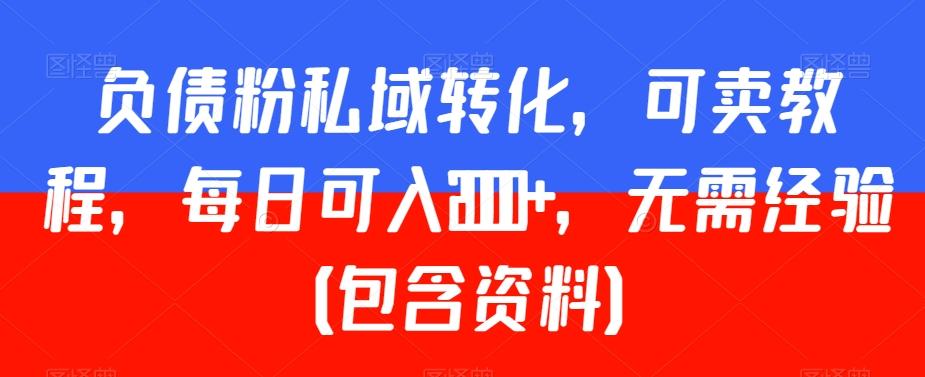负债粉私域转化，可卖教程，每日可入2000+，无需经验（包含资料）【揭秘】-轻创网