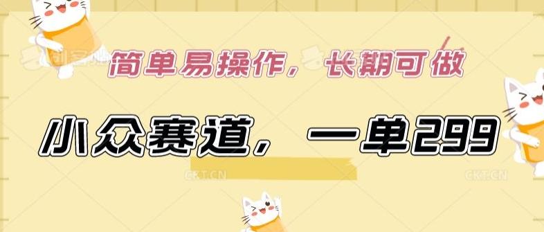 小众赛道，一单299.简单易操作，长期可做【揭秘】-轻创网