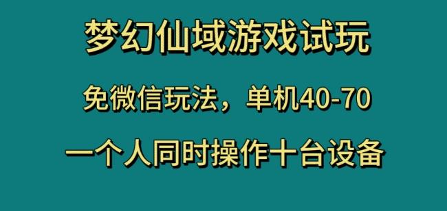 梦幻仙域游戏试玩，免微信玩法，单机40-70，一个人同时操作十台设备【揭秘】-轻创网