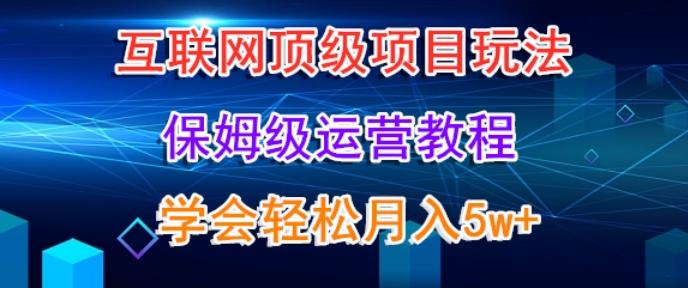 互联网顶级项目玩法，保姆级运营教程，学完轻松月入5万-轻创网
