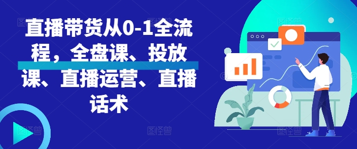 直播带货从0-1全流程，全盘课、投放课、直播运营、直播话术-轻创网