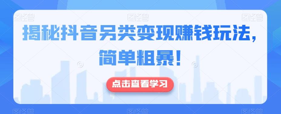 揭秘抖音另类变现赚钱玩法，简单粗暴！-轻创网
