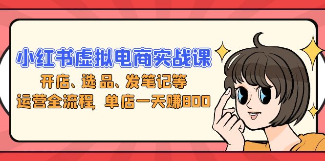 小红书虚拟电商实战课：开店、选品、发笔记等运营全流程，单店一天赚800-轻创网