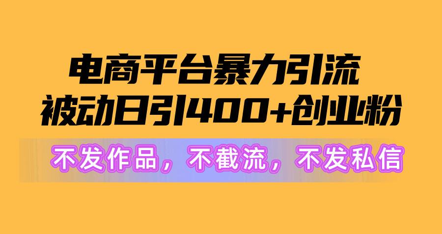 电商平台暴力引流,被动日引400+创业粉不发作品，不截流，不发私信-轻创网