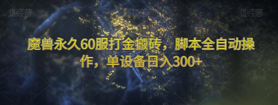 魔兽永久60服打金搬砖，脚本全自动操作，单设备日入300+【揭秘】-轻创网