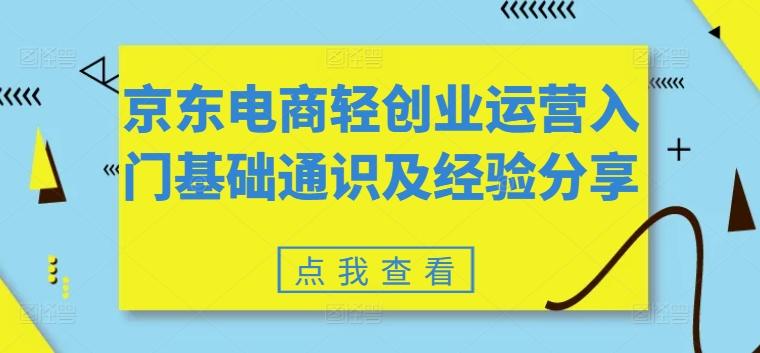 京东电商轻创业运营入门基础通识及经验分享-轻创网