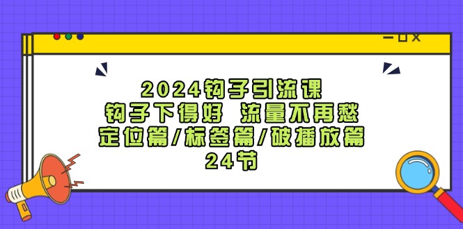 2024钩子引流课：钩子下得好流量不再愁，定位篇/标签篇/破播放篇/24节-轻创网