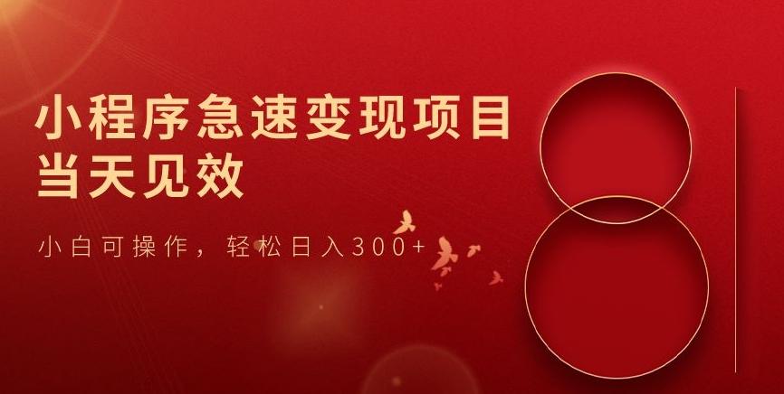 小程序急速变现项目，当天见效，小白可操作，轻松日入300+-轻创网