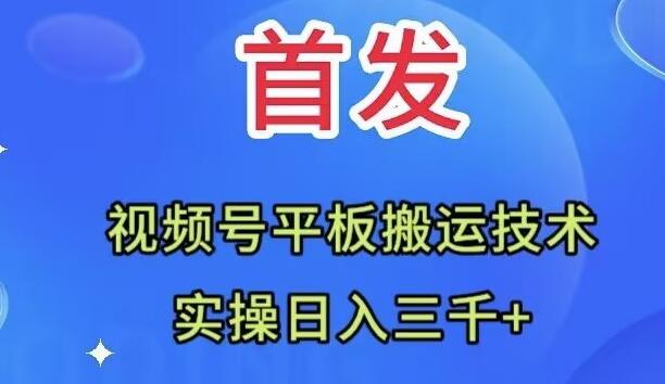 全网首发：视频号平板搬运技术，实操日入三千＋-轻创网