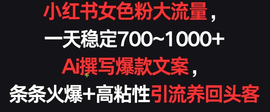 小红书女色粉大流量，一天稳定700~1000+  Ai撰写爆款文案，条条火爆+高粘性引流养回头客【揭秘】-轻创网