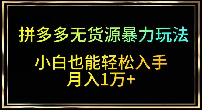 拼多多无货源暴力玩法，全程干货，小白也能轻松入手，月入1万+【揭秘】-轻创网