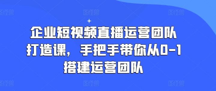 企业短视频直播运营团队打造课，手把手带你从0-1搭建运营团队-轻创网