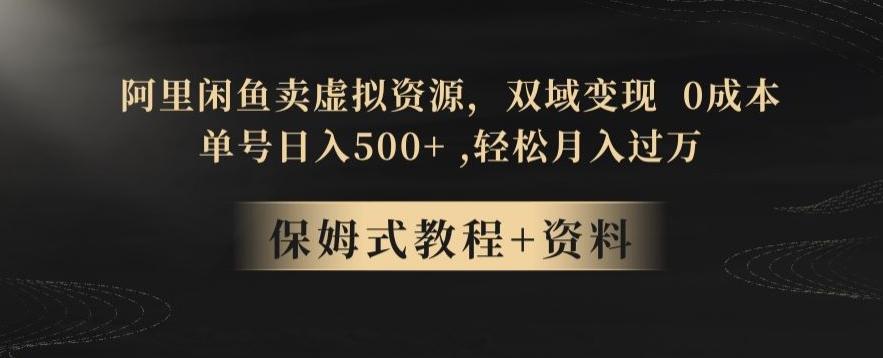 阿里闲鱼卖虚拟资源，双域变现，0成本，日入500+，轻松月入过万-轻创网