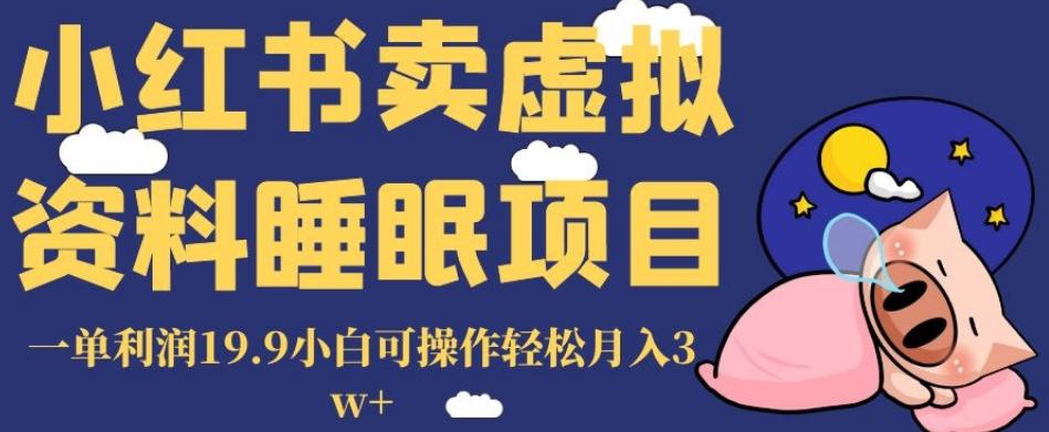 小红书卖虚拟资料睡眠项目，一单利润19.9小白可操作轻松月入3w+【揭秘】-轻创网