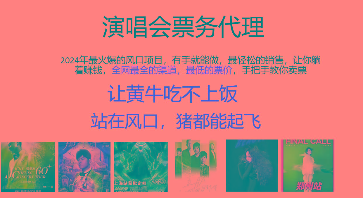 2024年最火爆风口项目，演唱会票务代理，日入2000+，一部手机就能搞定！-轻创网