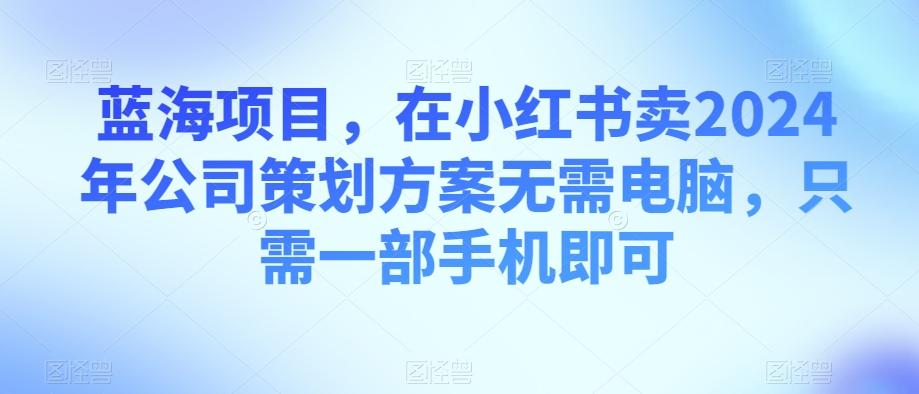 蓝海项目，在小红书卖2024年公司策划方案无需电脑，只需一部手机即可-轻创网