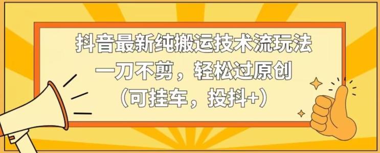 抖音最新纯搬运技术流玩法，一刀不剪，轻松过原创(可挂车，投抖+)【揭秘】-轻创网