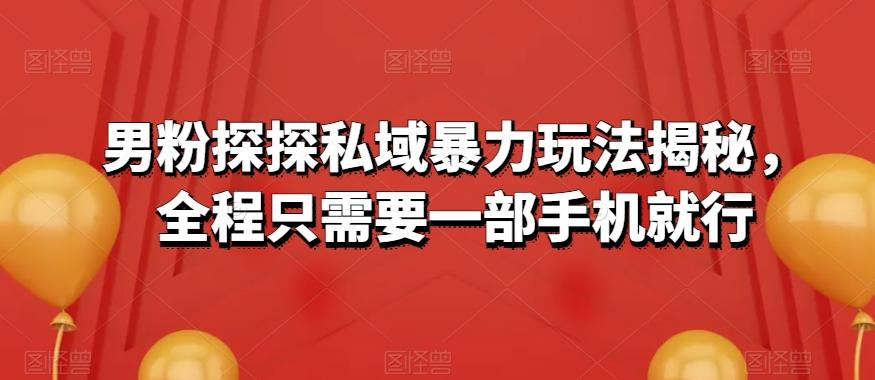 男粉探探私域暴力玩法揭秘，全程只需要一部手机就行-轻创网