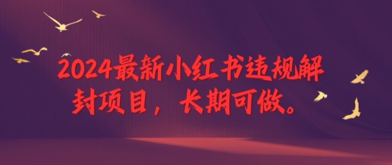 2024最新小红书违规解封项目，长期可做，一个可以做到退休的项目【揭秘】-轻创网