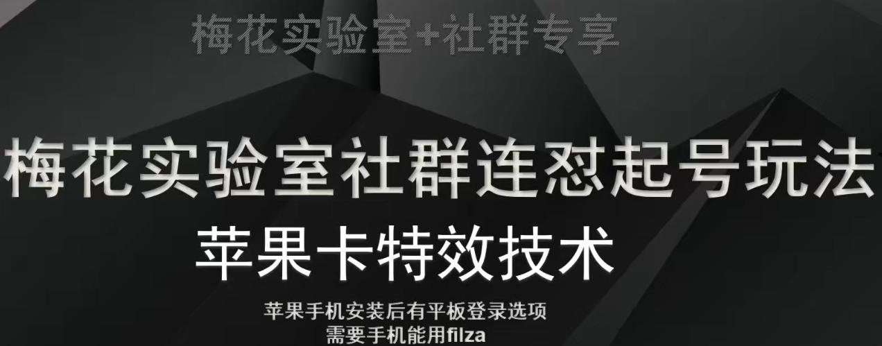 梅花实验室社群视频号连怼起号玩法，最新苹果卡特效技术-轻创网