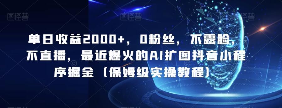 单日收益2000+，0粉丝，不露脸，不直播，最近爆火的AI扩图抖音小程序掘金（保姆级实操教程）-轻创网