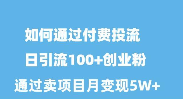 如何通过付费投流日引流100+创业粉月变现5W+-轻创网