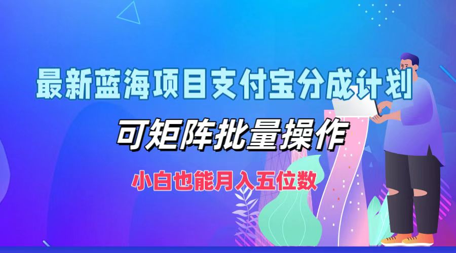 最新蓝海项目支付宝分成计划，可矩阵批量操作，小白也能月入五位数-轻创网