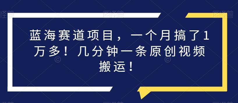 蓝海赛道项目，一个月搞了1万多！几分钟一条原创视频搬运！-轻创网