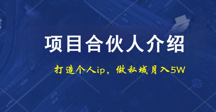 项目合伙人项目，打造个人IP，做私域月入5W，小白勿扰-轻创网