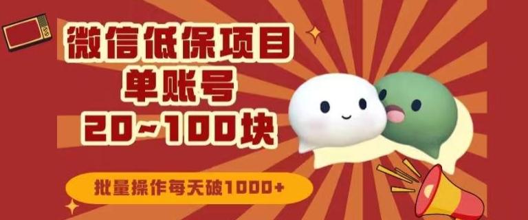 微信领低保单账号20元-100元，批量操作每天破1000+-轻创网