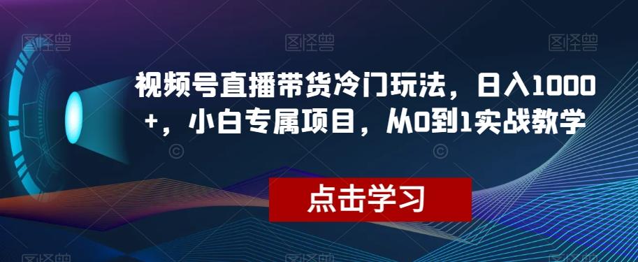 视频号直播带货冷门玩法，日入1000+，小白专属项目，从0到1实战教学【揭秘】-轻创网
