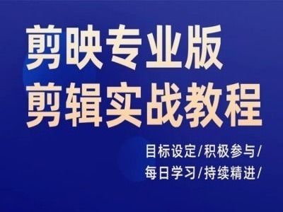 剪映专业版剪辑实战教程，目标设定/积极参与/每日学习/持续精进-轻创网