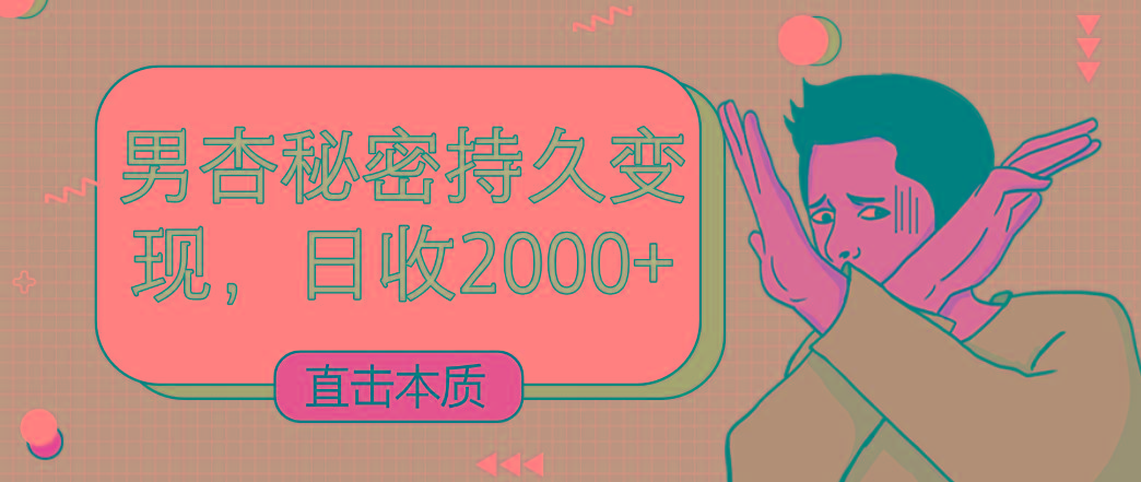直击本质，男杏秘密持久变现，日收2000+-轻创网