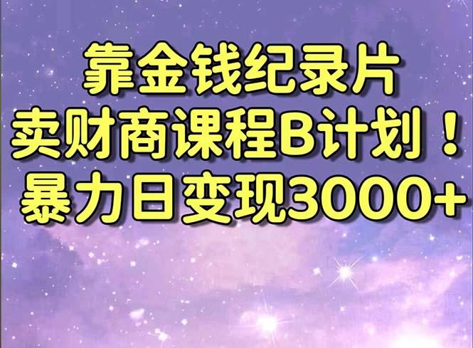 靠金钱纪录片卖财商课程B计划！暴力日变现3000+，喂饭式干货教程！-轻创网
