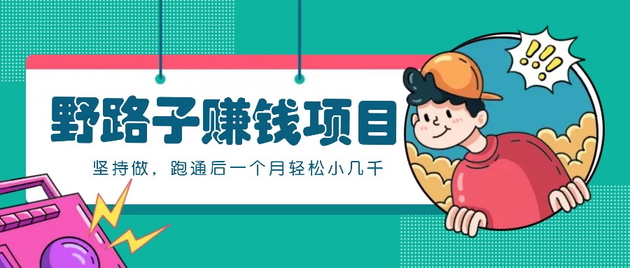 一个人就能操作的野路子赚钱项目，零成本零门槛坚持做，跑通后一个月小几千！-轻创网
