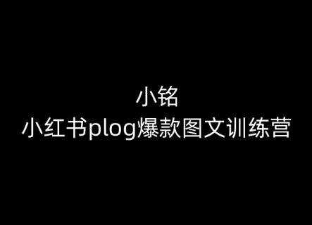 小铭-小红书plog爆款图文训练营，教你从0-1做小红书-轻创网