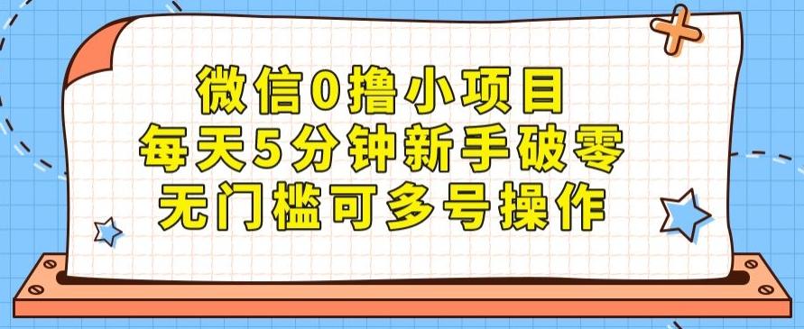 微信0撸小项目，每天5分钟新手破零，无门槛可多号操作-轻创网